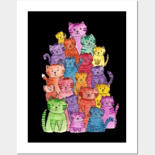 Bright design many cats Posters and Art